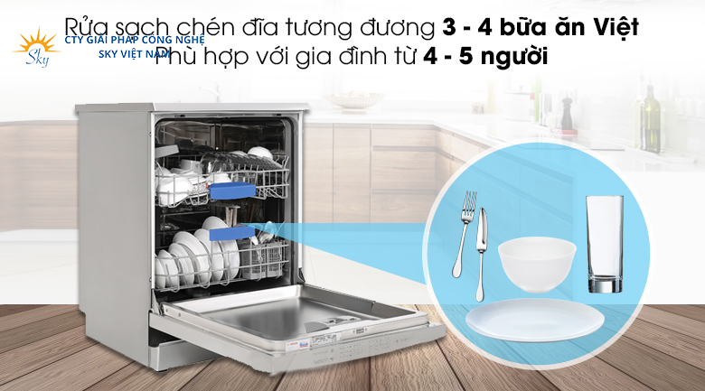 Rửa sạch chén đĩa tương đương 3 - 4 bữa ăn Việt của gia đình từ 4 - 5 người